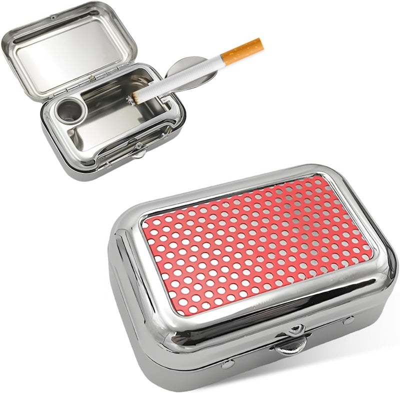 Yourkar Portable Ashtrays, Stainless Steel Carry-on Mini Ashtray with Windproof Lid, Portable Waterproof Creative Pocket Ashtray for Outdoor Cars, Universal Car Accessories (Red) - Image 1